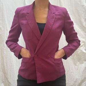 Purple Double‎ Breasted Blazer Vintage 1980s Size XS/S